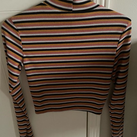 H&M Turtleneck Striped Fitted Long Sleeve Shirt - Picture 2 of 4